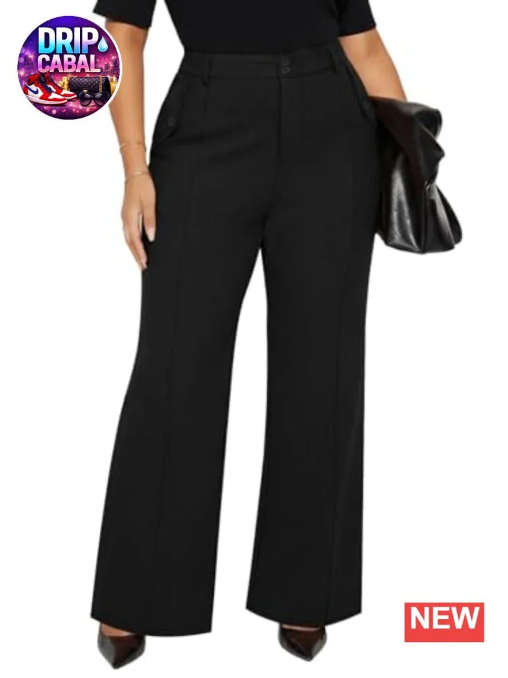 Plus Size High Waist Wide Leg Dressy Work Pants Stretch Business Casual Trousers